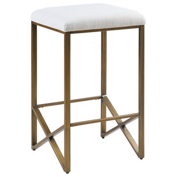 INK+IVY Marino Modern Backless Upholstered Counter Stool 26"H, Ivory Bronze