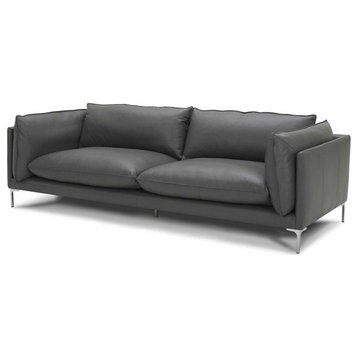 Divani Casa Harvest Modern L-Grade Full Leather Upholstered Sofa in Gray