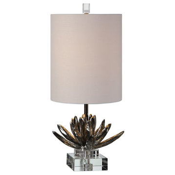 Uttermost 29256-1 Silver Lotus 1 Light 25" Tall Table Lamp - Metallic Silver