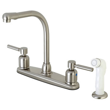 Kingston Brass 8" Centerset Kitchen Faucet With Sprayer, Brushed Nickel