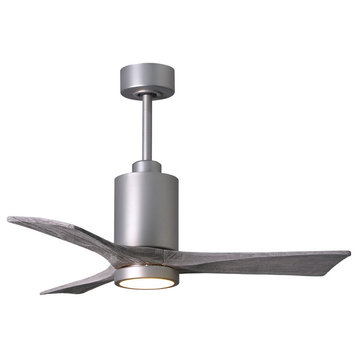 Patricia 3-Blade Paddle Fan With Light Kit and Wood Blades, Brushed Nickel, 42"