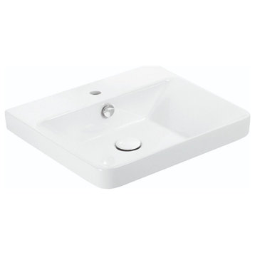Luxury 50.01 WG Bathroom Sink in Glossy White with Single Faucet Hole