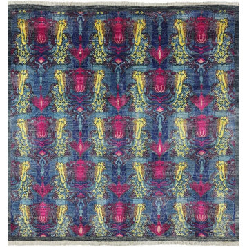 Square Oriental Modern Rug, 5'x4'10"