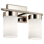 Kichler Lighting - Kichler Lighting 55111PN Ciona - 2 Light Bath Vanity In Art Deco Style-10 Inches - Mounting Direction: Up or Down. Shade Included.BRCiona 2 Light Bath V Polished Nickel Clea *UL: Suitable for wet locations Energy Star Qualified: n/a ADA Certified: n/a  *Number of Lights: 2-*Wattage:100w Incandescent bulb(s) *Bulb Included:No *Bulb Type:Incandescent *Finish Type:Polished Nickel
