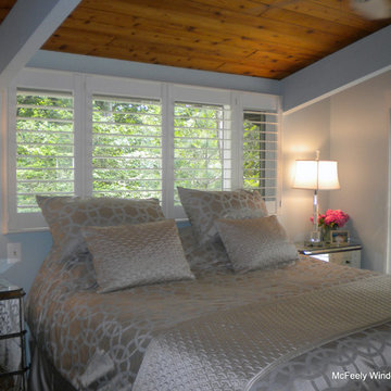 Large Louver Plantation Shutters on Sliding Glass Door Severna Park, MD - McFeel