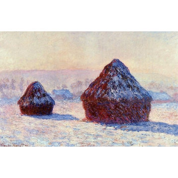 Claude Oscar Monet Grainstacks in the Morning Snow Effect Wall Decal