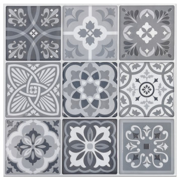 Peel and Stick Backsplash Tile, Moroccan, 4.84 Sq.Ft., Black