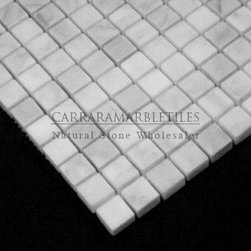 White Carrara Marble Italian Bianco Carrera 5/8x5/8 Mosaic Tile Honed - Products