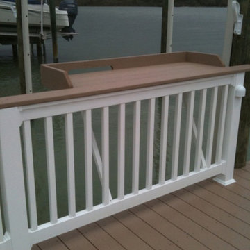 Custom fish cleaning table, railing and lighting.