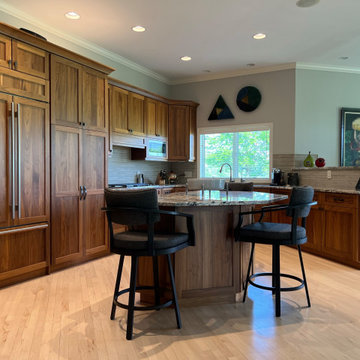 Transitional Kitchen & Butlers Pantry in Natural Walnut