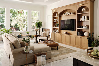 Tuscan family room photo in Miami