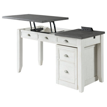 Martin Svensson Home Monterey White & Grey 57" Lift-Top Desk w/ Fingerprint Lock