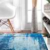 Abstract Rainfall Area Rug, Blue, 8'x10'