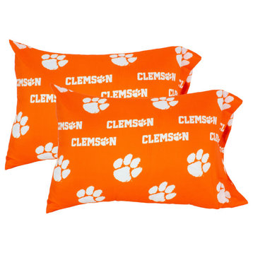 Clemson Tigers Pillowcase Pair, Solid, Includes 2 Standard Pillowcases, King