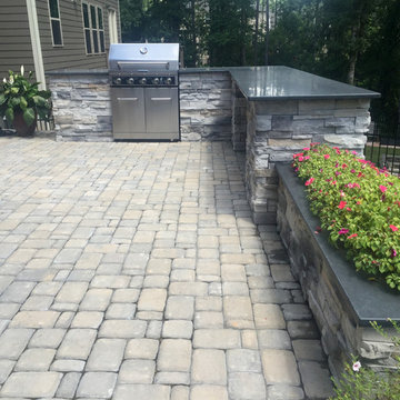 Honed Mist Black Granite Tops for Outdoor Grilling Area