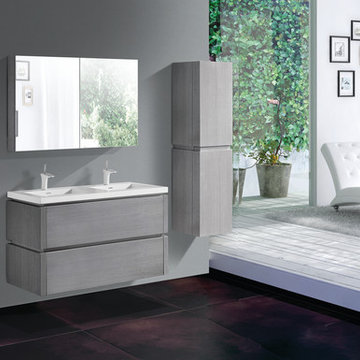 Madeli Cube Double Bowl in Ash Grey