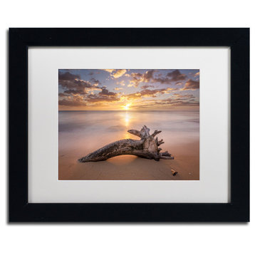 Pierre Leclerc 'Beach Tree Sunrise' Matted Framed Art, Black Frame, White, 14x11