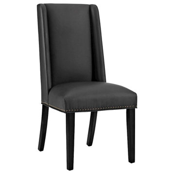 Modway Furniture Baron Vinyl Dining Chair in Black -EEI-2232-BLK