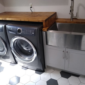 Laundry Room Renovation With Butcher Block Countertop
