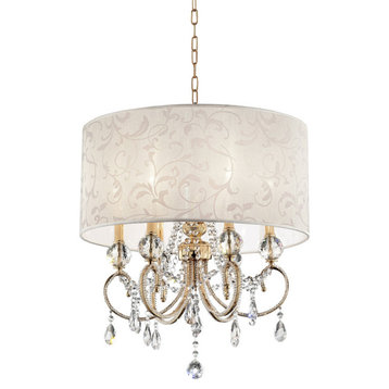 24.5" Aurora Barocco Shade Crystal Gold Ceiling Lamp