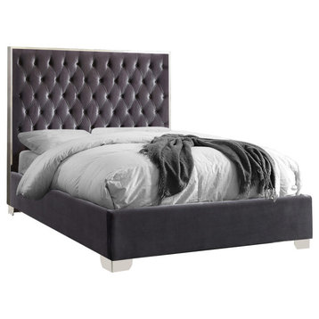Lexi Velvet Bed, Gray, King
