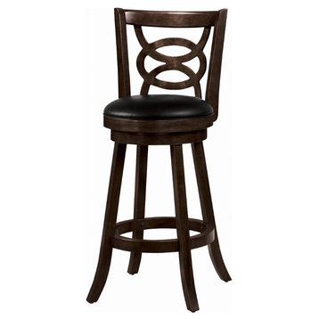 Coaster Traditional Wood Swivel Bar Stools in Cappuccino