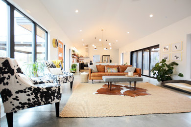 Example of a minimalist living room design in Atlanta