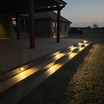 Cedar pergola and composite deck with lighting