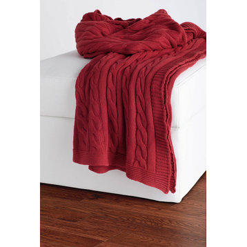 Cableknit Throw - Red