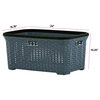 Laundry Hamper, 50-liter Wicker Style Basket with Cutout Handles, Grey Color.
