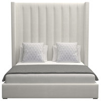 Nativa Interiors Aylet Vertical Channel Tufted Bed, Off White, King, High 87"