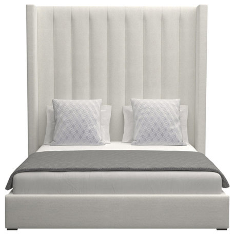 Nativa Interiors Aylet Vertical Channel Tufted Bed, Off White, King, High 87"