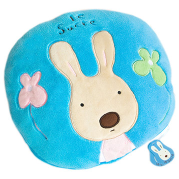 Sugar Rabbit - Round Blue Blanket Pillow Cushion / Travel Blanket (25.2"-37")