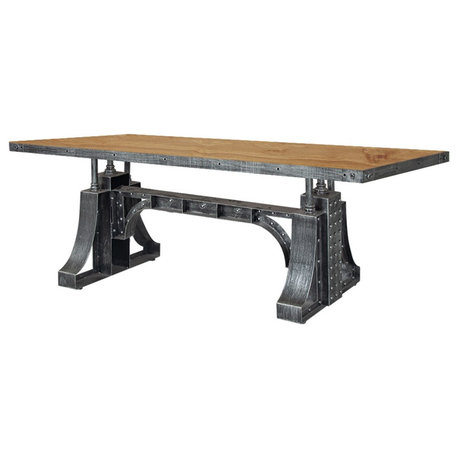 Industrial Office Desk Executive Desk with Solid Wood Top Bridge Base, Large