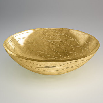 Luxury Wave Contemporary Vessel Sink, Gold