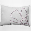 Petal Lines Indoor/Outdoor Lumbar Pillow, Purple/White, 14x20"