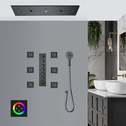 Touch Panel Controlled LED Shower System, Matte Black A - Touch Panel Light - Showerheads And Body Sprays