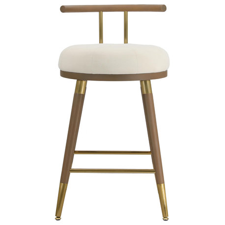 Juniper Upholstered Stools, Cream, Brown, Counter Stool