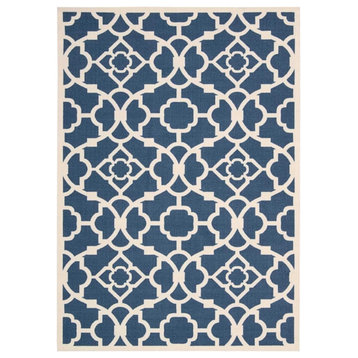 Waverly Sun N' Shade 120x156" Rectangle Polyester Area Rug in Ivory/Lapis