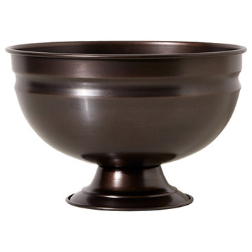 Serene Spaces Living Decorative Antique Copper Pedestal Bowl, Small