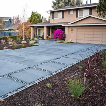 Modern Concrete Paver Driveway & Drought-Tolerant Landscape