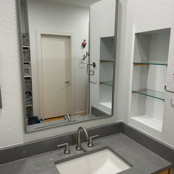 MASTER BATHROOM - Large Shower with 16" x 32" Porcelain Tile, Hex Floor Tile