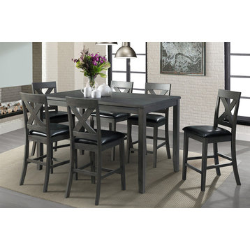 Picket House Furnishings Alexa 7PC Counter Height Dining Set in Gray
