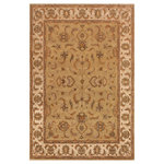 Bareens Designer Rugs - Oriental Ziegler Susie Gold Beige Hand-Knotted Wool Rug - 9'1'' x 11'10'' - Enhance the ambiance of your home with this magnificent Persian-influenced Turkish hand-knotted rug made by skilled artisans capable of creating the most exceptional vegetable dyes and hand-spun wool. This exquisite handmade rug is a one-of-a-kind Peshawar Kafkaz, otherwise identified as Chobi, Chobi Peshawar, Oushak, or Ziegler rug. These handmade rugs are crafted in Pakistan utilizing superior-quality wool imported from Australia, New Zealand, and Korea in two types of weaves: the Persian weave and the Mori weave. This rug is meticulously crafted by hand using the finest natural vegetable dyes extracted from local plants. The artisans use a blend of hand-spun local and fine merino wool, resulting in a rug with a compelling texture, higher lanolin content, and longer staple. The artisans occasionally incorporate natural or artificial silk into the pile to enhance specific motifs. The finished product is an awe-inspiring execution of flawless design and an understated palette that exudes elegance.