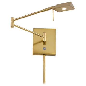 George Kovacs P4318 1 Light Led Swing Arm Wall Lamp, Chrome, Honey Gold