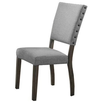 Anna Antique-Style Rustic Light Gray Upholstered Side Chairs, Set of 2