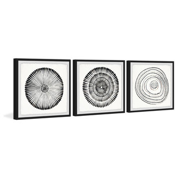 Circle Bloom Triptych, Set of 3, 24x24 Panels