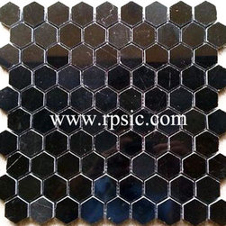 MH-03 HEXAGON BLACK 1IN - Mosaic Tile