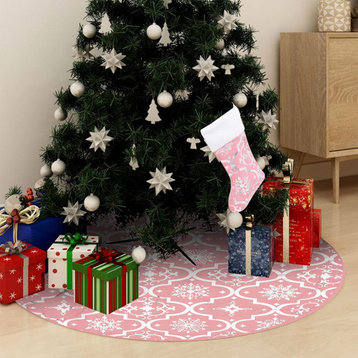 vidaXL Christmas Tree Skirt Artificial Tree Mat with Sock Luxury Pink Fabric