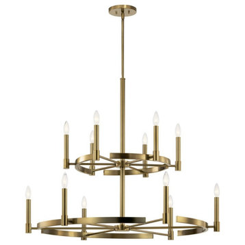 12 Light 2-Tier Large Chandelier In Soft Contemporary Style-33.25 Inches Tall